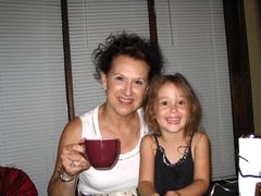 Xrac's wife and his granddaughter Jesse.  Xrac and his wife like their coffee.