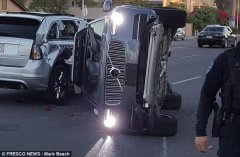 Uber vehicle on it’s side after a collision in Tempe, AZ