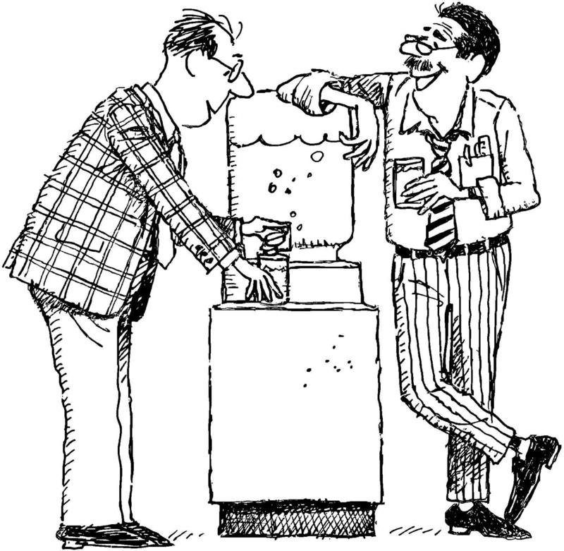 Water Cooler Diagnostics Real office mechanics hang around the water