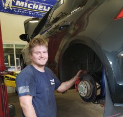 Tanner, newest apprentice at Osceola Garage - Joe Marconi